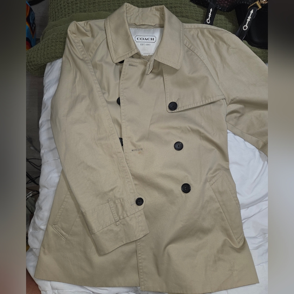 Coach Womens Beige Double-Breasted Trench Coat